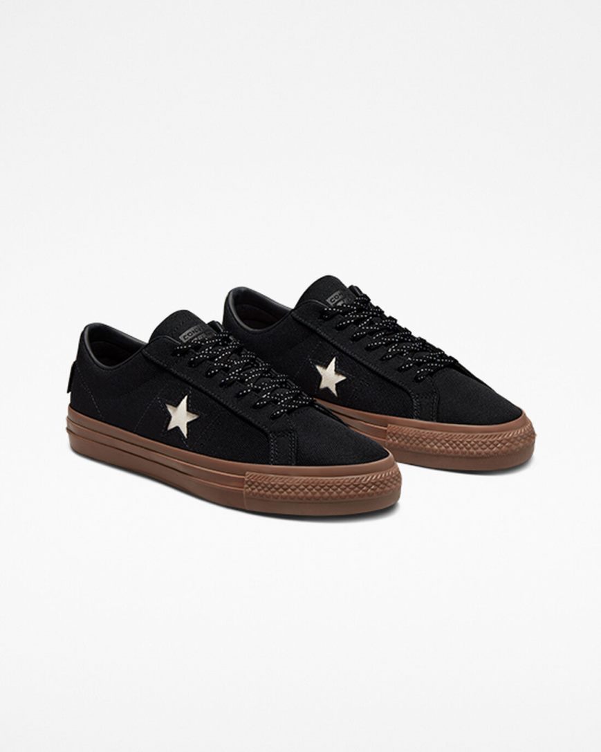 Bascheți Barbati Converse One Star Pro Cordura Panza Negrii Albi | RO FO0VP397